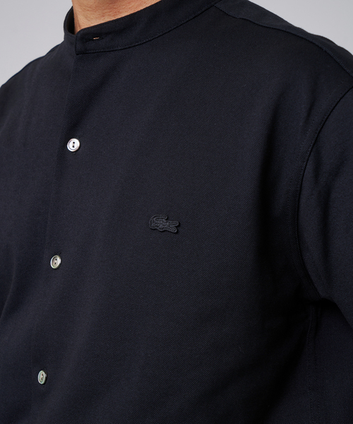 LACOSTE（ラコステ）の「"吸水速乾＆高通気" LACOSTE (ラコステ) 別注 バンドカラー フルオープン ポロシャツ（ポロシャツ・メンズ・ブラック/チャコールグレー/ネイビー・4/3/2/6/5）」の10枚目の写真