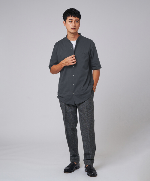 LACOSTE（ラコステ）の「"吸水速乾＆高通気" LACOSTE (ラコステ) 別注 バンドカラー フルオープン ポロシャツ（ポロシャツ・メンズ・ブラック/チャコールグレー/ネイビー・4/3/2/6/5）」の11枚目の写真