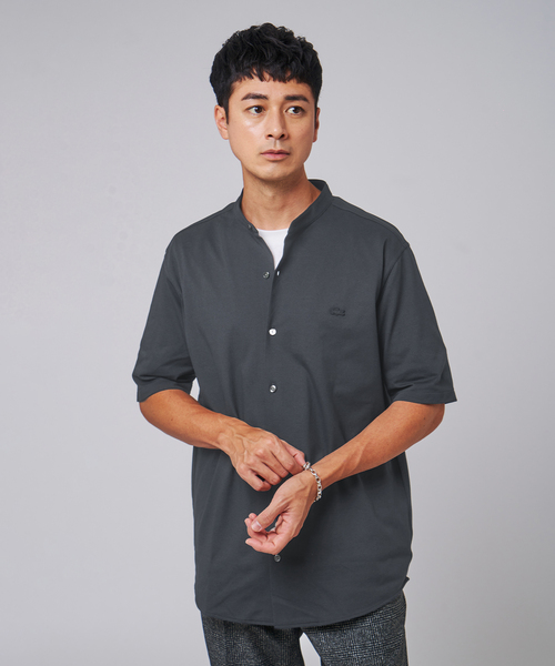 【LACOSTE / ラコステ】別注 バンドカラー フルオープン ポロシャツ セール】'吸水速乾＆高通気' LACOSTE (ラコステ) 別注 バンド