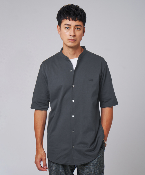 LACOSTE（ラコステ）の「"吸水速乾＆高通気" LACOSTE (ラコステ) 別注 バンドカラー フルオープン ポロシャツ（ポロシャツ・メンズ・ブラック/チャコールグレー/ネイビー・4/3/2/6/5）」の14枚目の写真