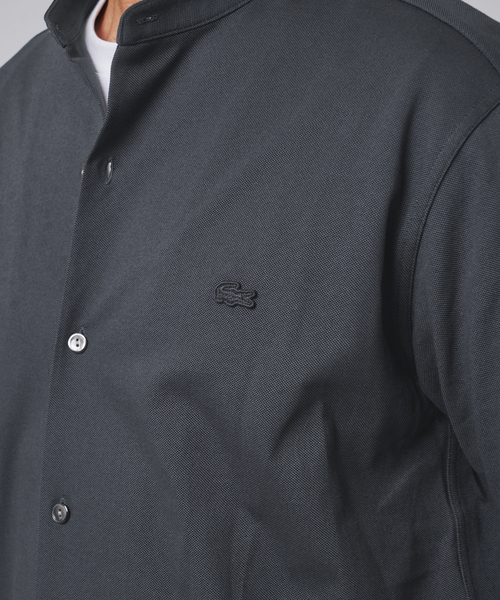 LACOSTE（ラコステ）の「"吸水速乾＆高通気" LACOSTE (ラコステ) 別注 バンドカラー フルオープン ポロシャツ（ポロシャツ・メンズ・ブラック/チャコールグレー/ネイビー・4/3/2/6/5）」の17枚目の写真