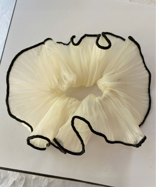 kirakiraShop（キラキラショップ）の「オーガンジー シアー フリル シュシュ（シュシュ・レディース・ホワイト/ピンク/ブラック・FREE）」の2枚目の写真