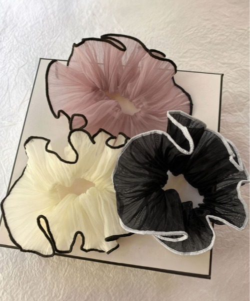 kirakiraShop（キラキラショップ）の「オーガンジー シアー フリル シュシュ（シュシュ・レディース・ホワイト/ピンク/ブラック・FREE）」の8枚目の写真