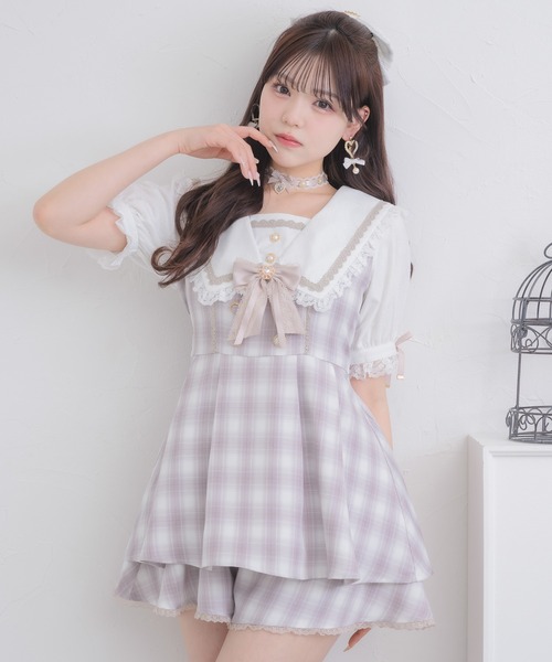 rojita Palelfy 2着セット ロジータ ROJITA ダブルブローチ袖フリルブラウス （ホワイト