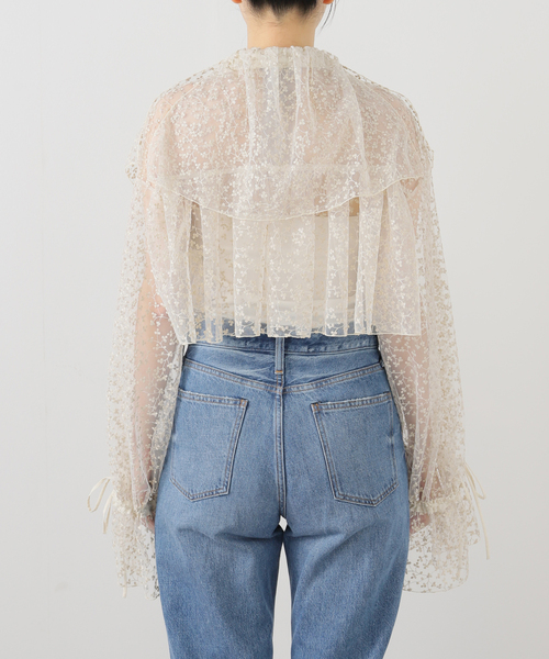 MIOSMOKEY（MIOSMOKEY）の「MIOSMOKEY EMB LACE BOLERO 251ST006-A：ブラウス（シャツ/ブラウス・レディース・ベージュ・FREE）」の5枚目の写真