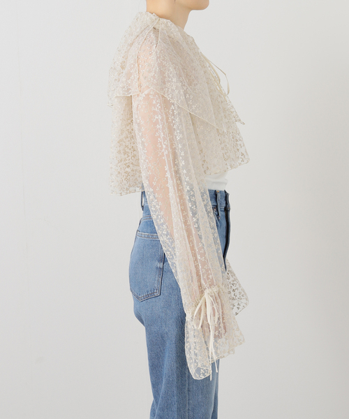 MIOSMOKEY（MIOSMOKEY）の「MIOSMOKEY EMB LACE BOLERO 251ST006-A：ブラウス（シャツ/ブラウス・レディース・ベージュ・FREE）」の6枚目の写真