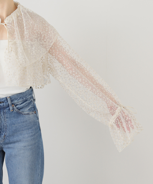 セール】MIOSMOKEY EMB LACE BOLERO 251ST006-A：ブラウス