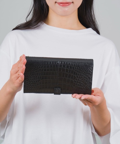 BARNEYS NEW YORK♡クロコダイル調長財布 バーニーズ ニューヨーク BARNEYS NEW YORK クロコダイル レザー