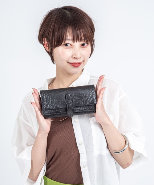 NY ジョリーフルール　にゃんブロイダリー　長財布 BELLIES YORK（ベリーズヨーク）の「【BELLIES YORK】クロコダイル 長