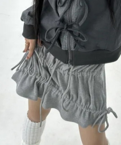 musubore シャーリングリボンスカート 新品 フリーサイズ musubore（ムスボレ）の「【 select 】shirring ribbon SK