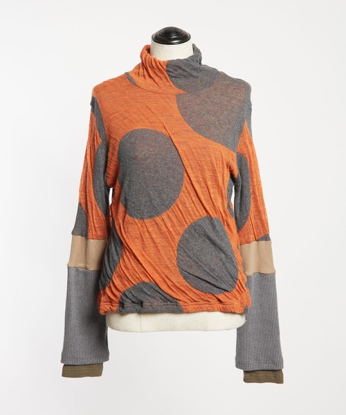 gomme（ゴム）の「ドットJQ　　レイヤーアームＴ（Tシャツ/カットソー・レディース・ブラック/テラコッタ/チャコールグレー・MEDIUM）」の13枚目の写真