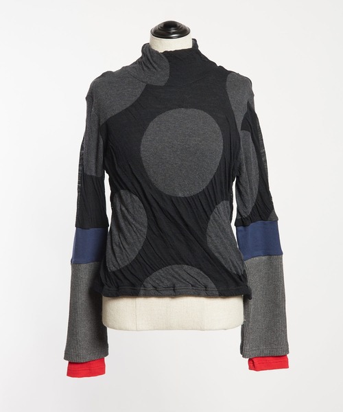 gomme（ゴム）の「ドットJQ　　レイヤーアームＴ（Tシャツ/カットソー・レディース・ブラック/テラコッタ/チャコールグレー・MEDIUM）」の6枚目の写真