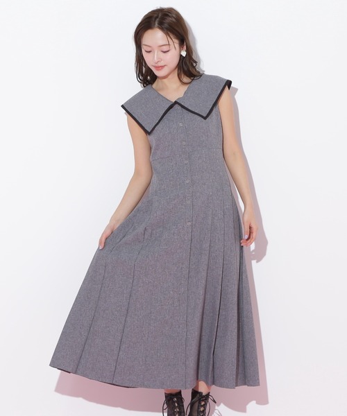 JILL by JILL STUART（ジルバイジルスチュアート）の「◇ビッグカラーワンピース（ワンピース・レディース・グレー/ベージュ・SMALL/MEDIUM）」の16枚目の写真