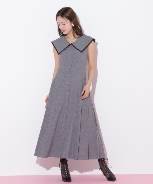 JILL by JILL STUART（ジルバイジルスチュアート）の「◇ビッグカラーワンピース（ワンピース・レディース・グレー/ベージュ・SMALL/MEDIUM）」の13枚目の写真