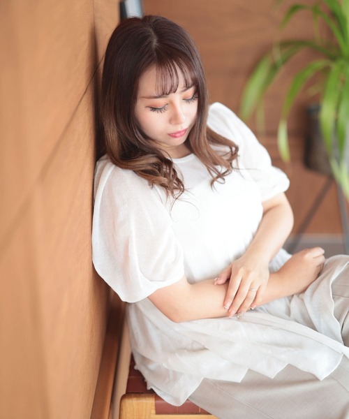Ruwan yu(ルワンユー)の「シアー半袖ティアードチュニック【大きいサイズ対応】(チュニック・レディース・ホワイト・LL/3L/4L/L)」の5枚目の写真