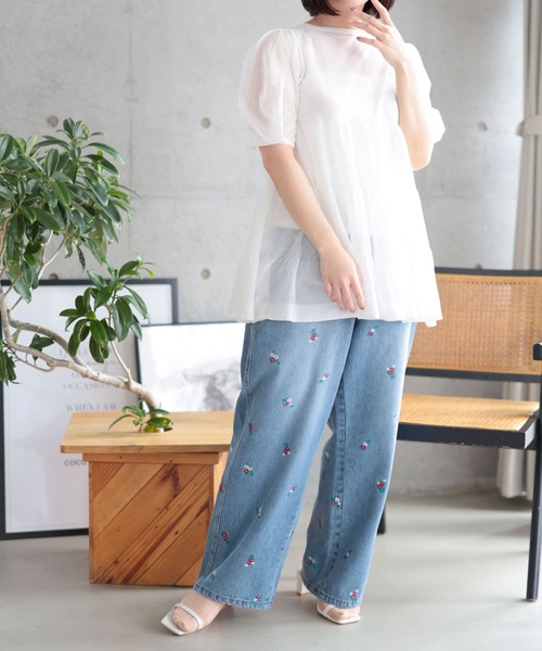 Ruwan yu(ルワンユー)の「シアー半袖ティアードチュニック【大きいサイズ対応】(チュニック・レディース・ホワイト・LL/3L/4L/L)」の8枚目の写真