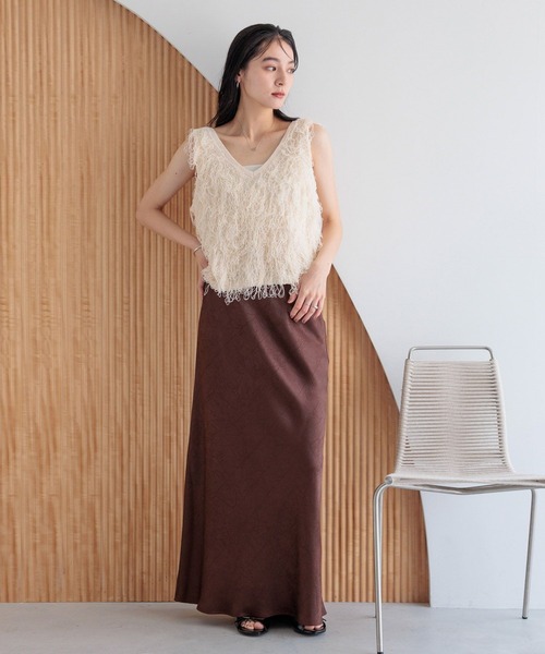 LOWRYS FARM(ローリーズファーム)の「フリンジニットベスト 498176(ベスト・レディース・グレー/アイボリー/ブラック・FREE)」の5枚目の写真