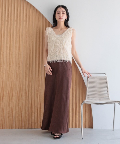 LOWRYS FARM(ローリーズファーム)の「フリンジニットベスト 498176(ベスト・レディース・グレー/アイボリー/ブラック・FREE)」の6枚目の写真