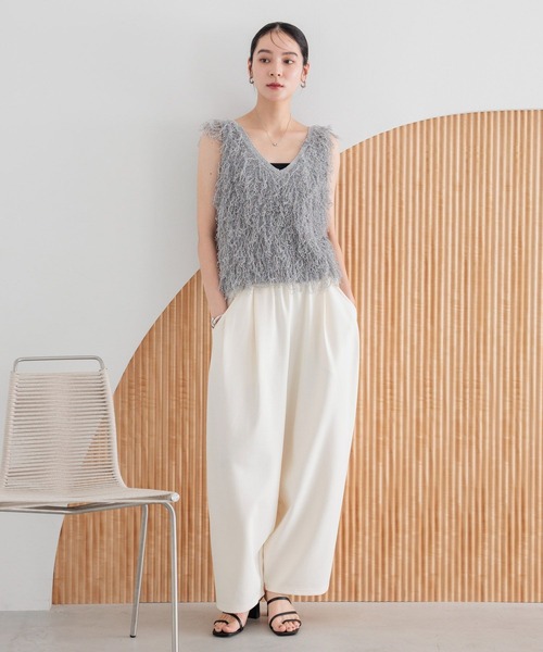 LOWRYS FARM(ローリーズファーム)の「フリンジニットベスト 498176(ベスト・レディース・グレー/アイボリー/ブラック・FREE)」の12枚目の写真