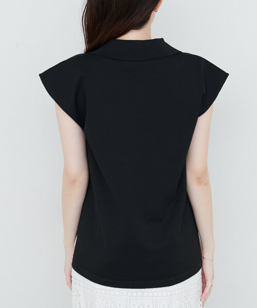 natural couture(ナチュラルクチュール)の「セットアップ対応 ニットポロトップス(ニット/セーター・レディース・グリーン/ライトベージュ/ブラウン/ブラック・FREE)」の6枚目の写真
