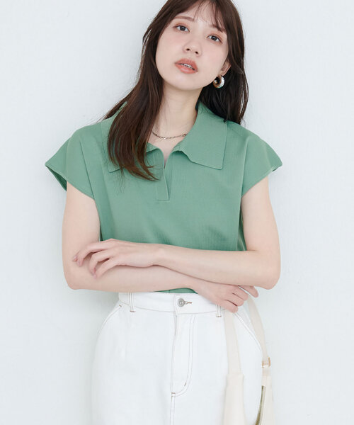 natural couture(ナチュラルクチュール)の「セットアップ対応 ニットポロトップス(ニット/セーター・レディース・グリーン/ライトベージュ/ブラウン/ブラック・FREE)」の11枚目の写真