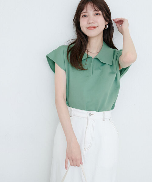 natural couture(ナチュラルクチュール)の「セットアップ対応 ニットポロトップス(ニット/セーター・レディース・グリーン/ライトベージュ/ブラウン/ブラック・FREE)」の13枚目の写真