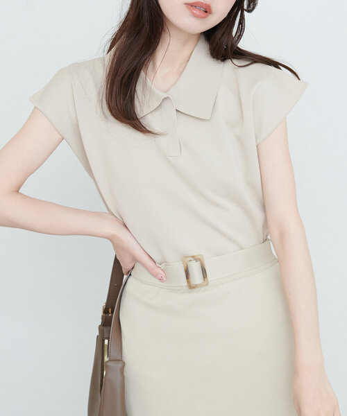 natural couture(ナチュラルクチュール)の「セットアップ対応 ニットポロトップス(ニット/セーター・レディース・グリーン/ライトベージュ/ブラウン/ブラック・FREE)」の16枚目の写真