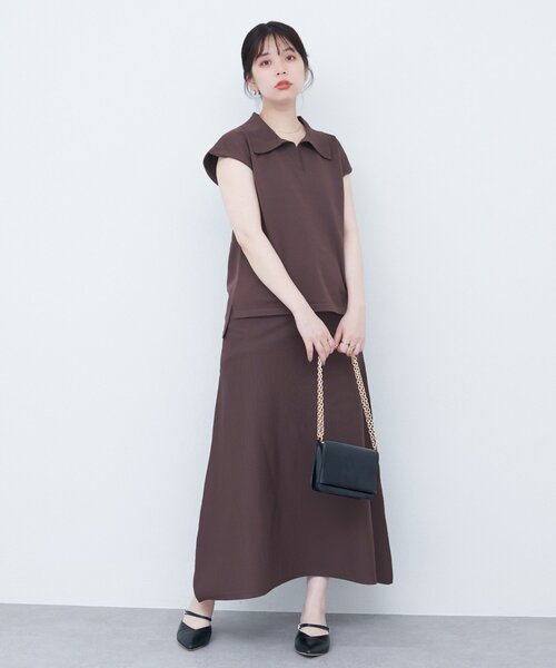 natural couture(ナチュラルクチュール)の「セットアップ対応 ニットポロトップス(ニット/セーター・レディース・グリーン/ライトベージュ/ブラウン/ブラック・FREE)」の19枚目の写真