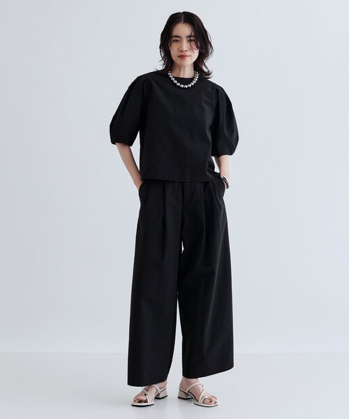 GALLEST(ギャレスト)の「【セットアップ可能】ストライプサッカーワイドパンツ【洗える/カセット服】(その他パンツ・レディース・ブラック/ブラウン系その他・38/40/36)」の3枚目の写真