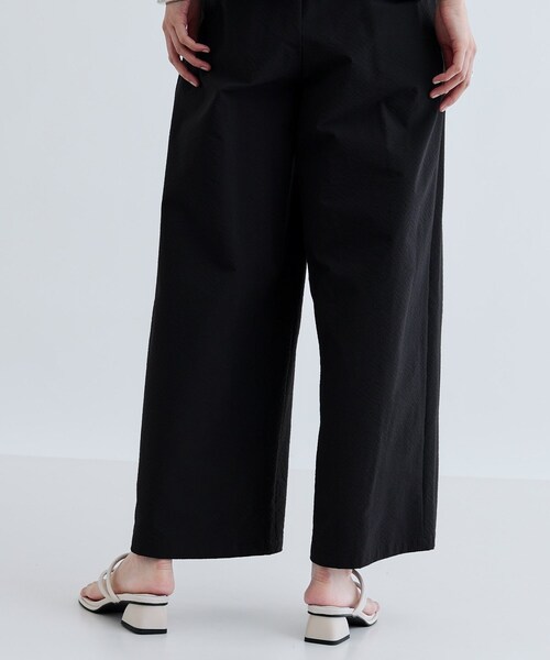 GALLEST(ギャレスト)の「【セットアップ可能】ストライプサッカーワイドパンツ【洗える/カセット服】(その他パンツ・レディース・ブラック/ブラウン系その他・38/40/36)」の6枚目の写真