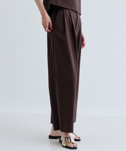 GALLEST(ギャレスト)の「【セットアップ可能】ストライプサッカーワイドパンツ【洗える/カセット服】(その他パンツ・レディース・ブラック/ブラウン系その他・38/40/36)」の10枚目の写真