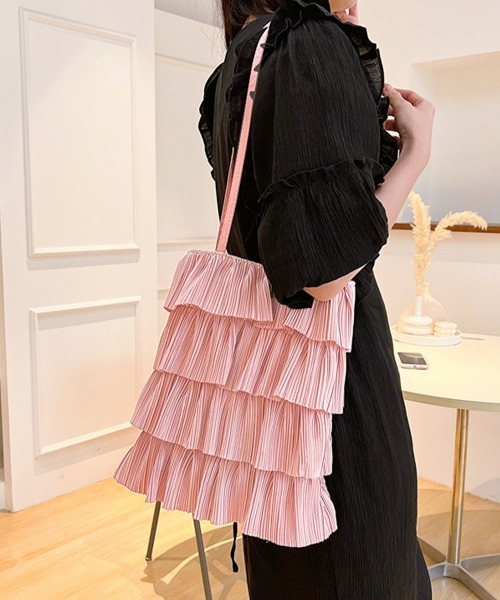 Miniministore(ミニミニストア)の「フリルトートバッグ レディース 肩掛け鞄(トートバッグ・レディース・ホワイト系3/ホワイト系2/ベージュ/ホワイト/ピンク/ホワイト系6/ホワイト系4/ホワイト系1/ブラック/ホワイト系5・FREE)」の11枚目の写真