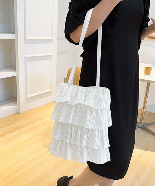 Miniministore(ミニミニストア)の「フリルトートバッグ レディース 肩掛け鞄(トートバッグ・レディース・ホワイト系3/ホワイト系2/ベージュ/ホワイト/ピンク/ホワイト系6/ホワイト系4/ホワイト系1/ブラック/ホワイト系5・FREE)」の16枚目の写真