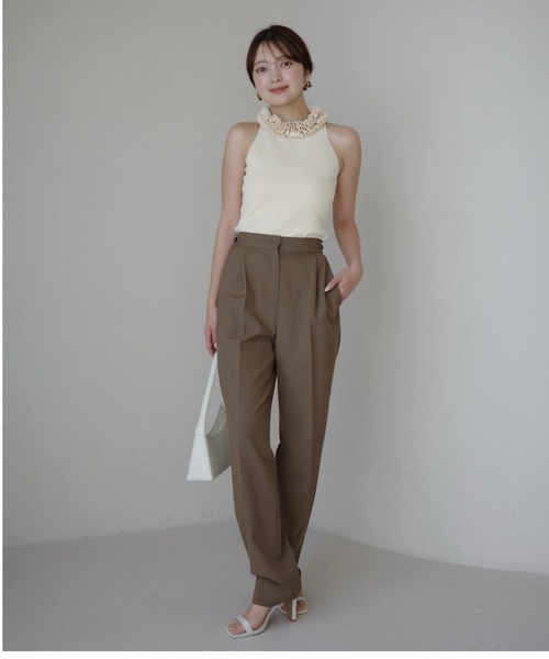 25ss 新品 anuans スカーフレイヤーテーパードパンツ アニュアンス セール】スカーフレイヤーテーパードパンツ（その他パンツ