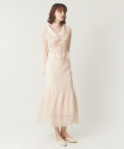 DEICY（デイシー）の「レースシフォンギャザースカート（スカート・レディース・アイボリー/ライトブルー/ベビーピンク・1/0）」の3枚目の写真