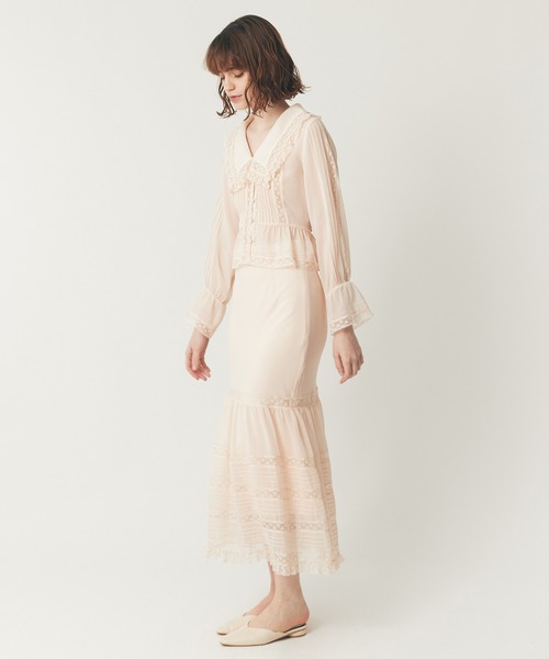 DEICY（デイシー）の「レースシフォンギャザースカート（スカート・レディース・アイボリー/ライトブルー/ベビーピンク・1/0）」の5枚目の写真