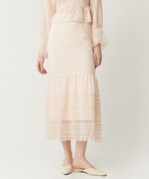 DEICY（デイシー）の「レースシフォンギャザースカート（スカート・レディース・アイボリー/ライトブルー/ベビーピンク・1/0）」の8枚目の写真