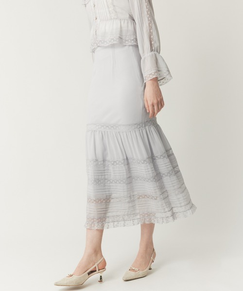 DEICY（デイシー）の「レースシフォンギャザースカート（スカート・レディース・アイボリー/ライトブルー/ベビーピンク・1/0）」の16枚目の写真