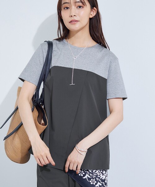 ビスチェレイヤード風デザインTee 新色登場！【洗える】ビスチェレイヤード風トップス（Tシャツ