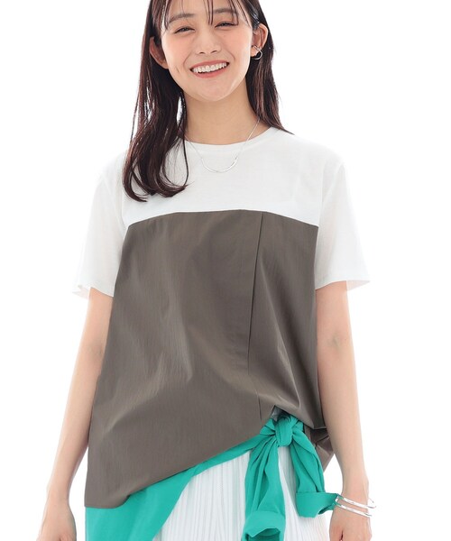 INDIVI(インディヴィ)の「【洗える】ビスチェレイヤード風トップス(Tシャツ/カットソー・レディース・ブラック/ブラック系4/グレー系4/ベージュ系4/オリーブ系3/キャメル・13/19/38/34/05/15 )」の5枚目の写真