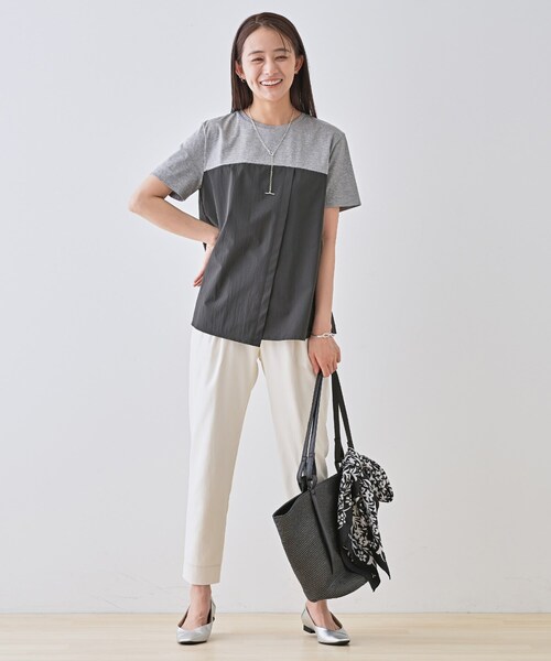 tシャツ 新色登場！「洗える」ビスチェレイヤード風トップス レディース INDIVI tシャツ 新色登場！「洗える」ビスチェレイヤード風
