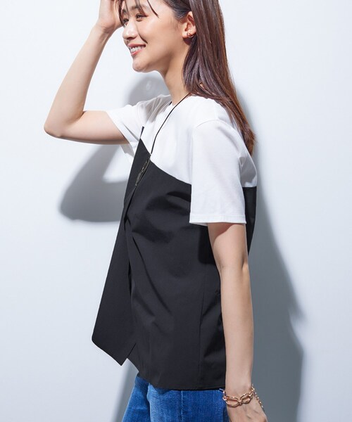 INDIVI(インディヴィ)の「【洗える】ビスチェレイヤード風トップス(Tシャツ/カットソー・レディース・ブラック/ブラック系4/グレー系4/ベージュ系4/オリーブ系3/キャメル・13/19/38/34/05/15 )」の21枚目の写真