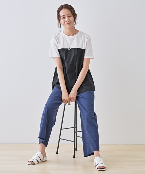 INDIVI(インディヴィ)の「【洗える】ビスチェレイヤード風トップス(Tシャツ/カットソー・レディース・ブラック/ブラック系4/グレー系4/ベージュ系4/オリーブ系3/キャメル・13/19/38/34/05/15 )」の15枚目の写真