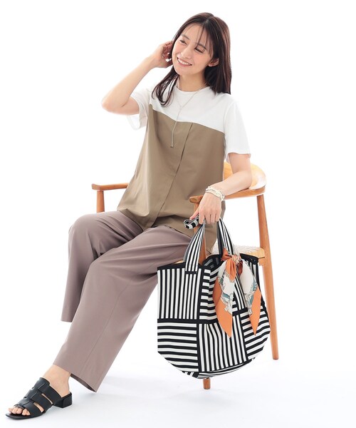 INDIVI(インディヴィ)の「【洗える】ビスチェレイヤード風トップス(Tシャツ/カットソー・レディース・ブラック/ブラック系4/グレー系4/ベージュ系4/オリーブ系3/キャメル・13/19/38/34/05/15 )」の21枚目の写真