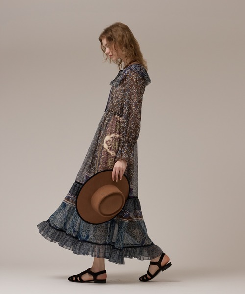 GRACE CONTINENTAL（グレースコンチネンタル）の「ペイズリープリントドレス（ワンピース・レディース・カーキ/オレンジ・38/36）」の2枚目の写真