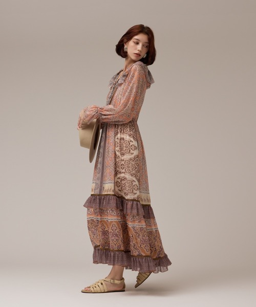 GRACE CONTINENTAL（グレースコンチネンタル）の「ペイズリープリントドレス（ワンピース・レディース・カーキ/オレンジ・38/36）」の4枚目の写真