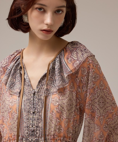 GRACE CONTINENTAL（グレースコンチネンタル）の「ペイズリープリントドレス（ワンピース・レディース・カーキ/オレンジ・38/36）」の7枚目の写真