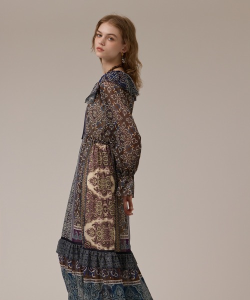 GRACE CONTINENTAL（グレースコンチネンタル）の「ペイズリープリントドレス（ワンピース・レディース・カーキ/オレンジ・38/36）」の15枚目の写真