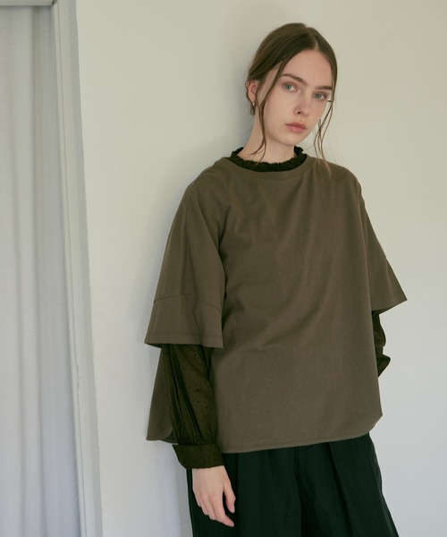 RNA-N(アールエヌエーエヌ)の「M2495 ガーメントダイルーズT(Tシャツ/カットソー・レディース・ブラック/オレンジ/キナリ/オリーブ・FREE)」の3枚目の写真