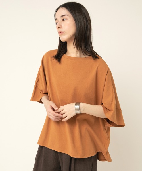 RNA-N(アールエヌエーエヌ)の「M2495 ガーメントダイルーズT(Tシャツ/カットソー・レディース・ブラック/オレンジ/キナリ/オリーブ・FREE)」の4枚目の写真